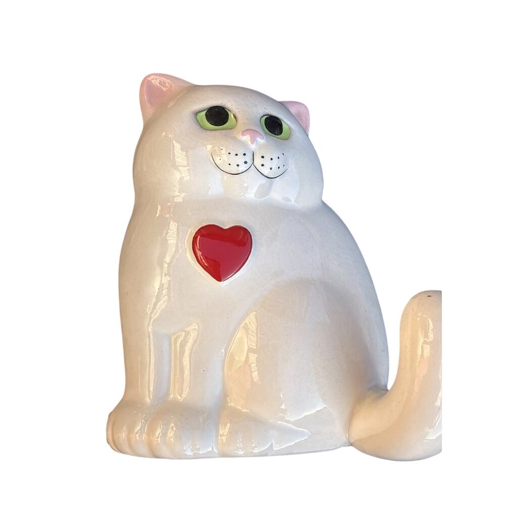 Vintage Valentine‎ White Cat Ceramic Wall Decor